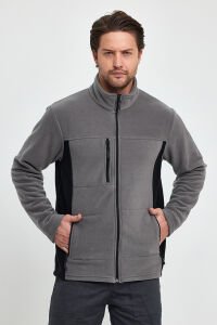 Gri Yanlar Siyah Polar Mont