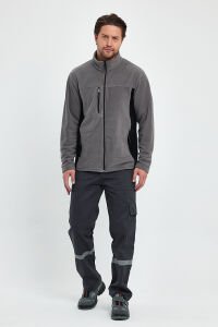 Gri Yanlar Siyah Polar Mont